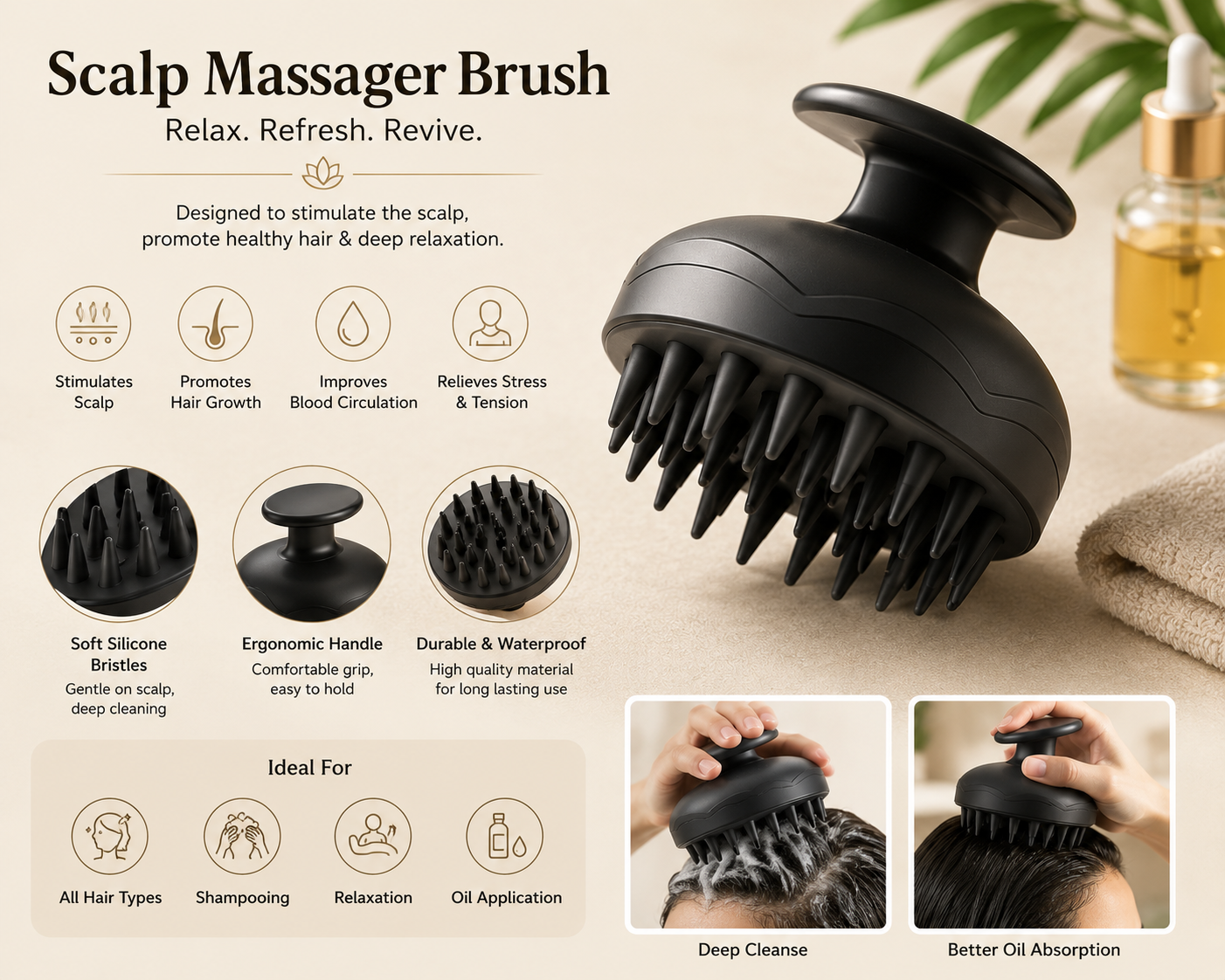 Oil-Filled Scalp Massager Brush